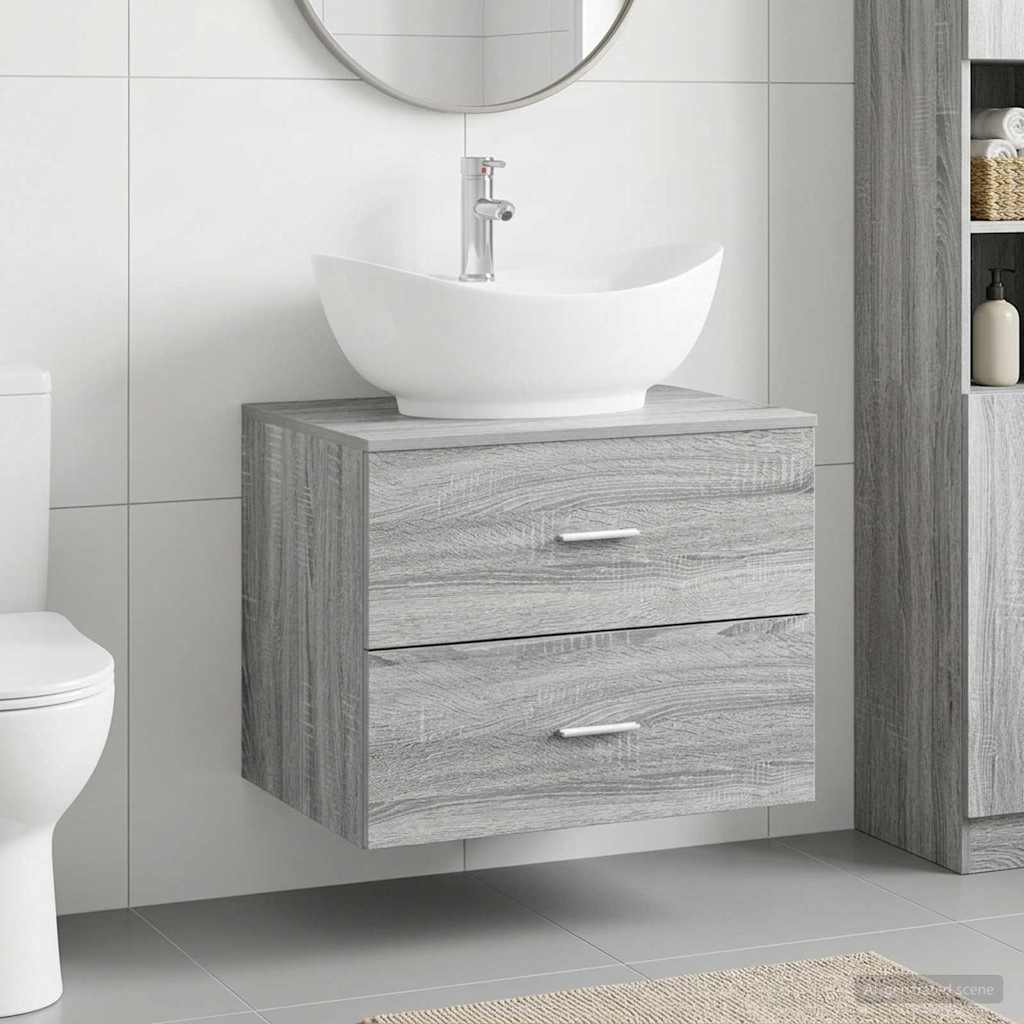 vidaXL Juego de muebles de baño Sonoma gris Madera de ingeniería