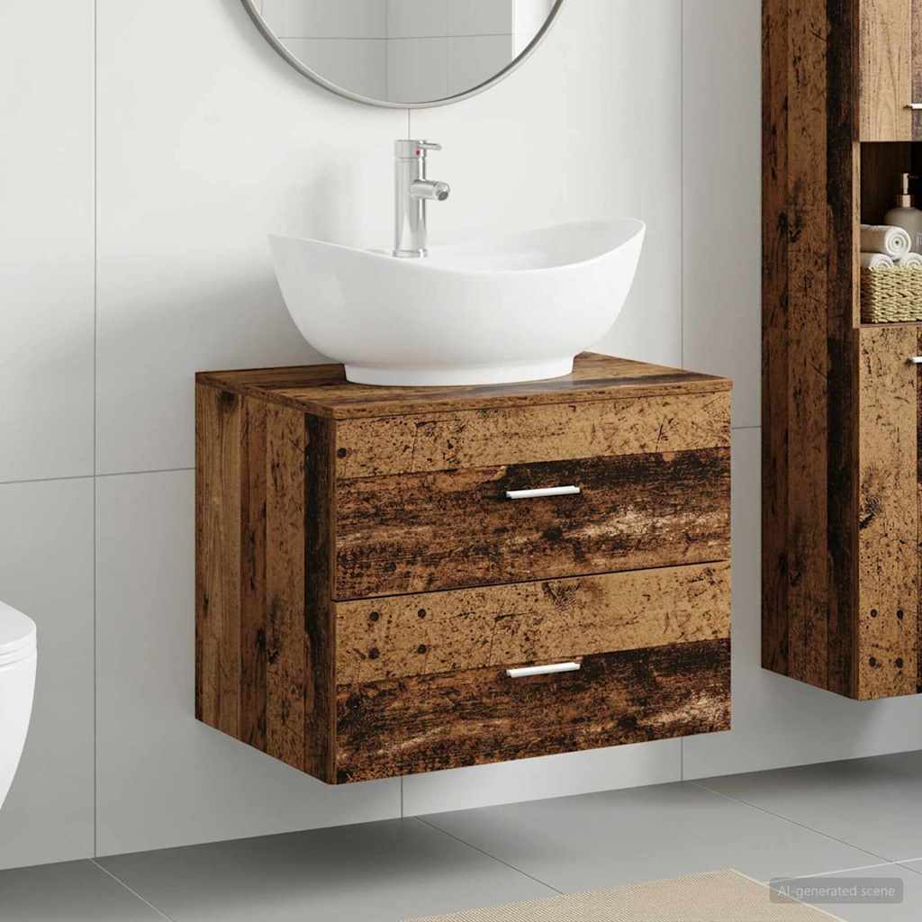 vidaXL Juego de muebles de baño Madera envejecida Madera de ingeniería