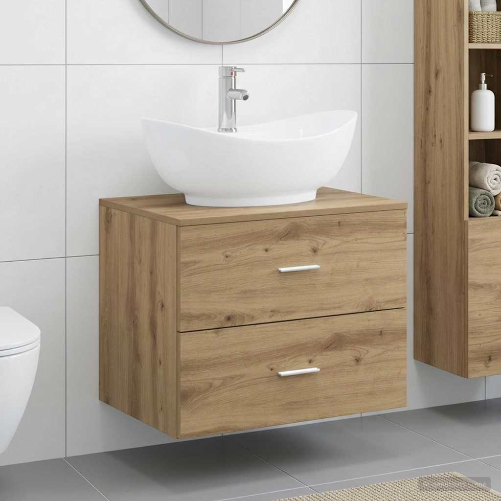 vidaXL Juego de muebles de baño Roble artisan Madera de ingeniería