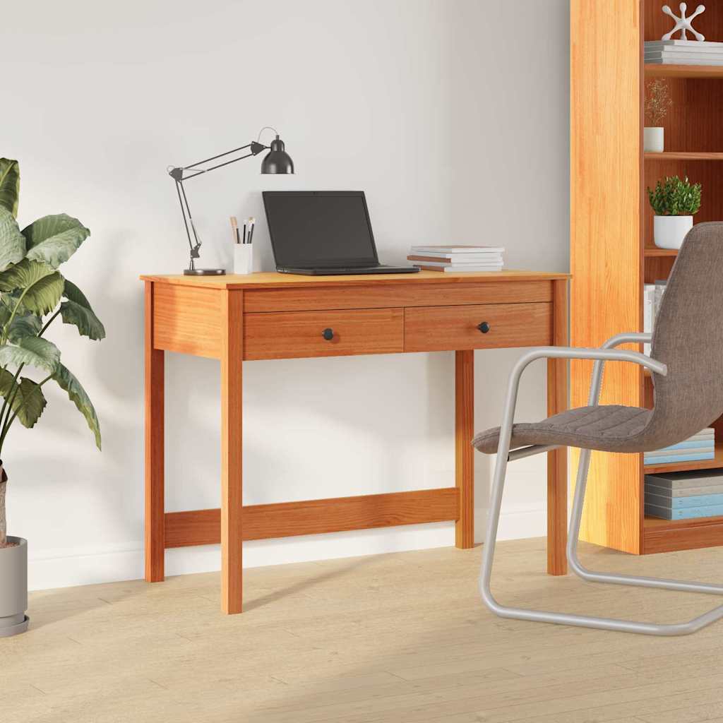 vidaXL Escritorio Max Brown Madera de pino macizo 100 x 50 x 78 cm