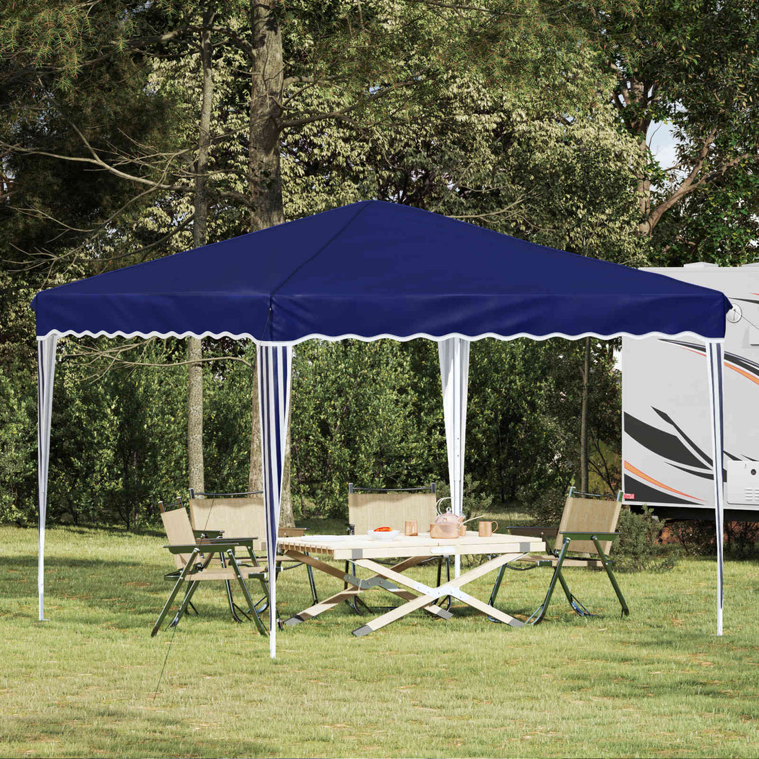 vidaXL Carpa Plegable para Fiestas 288 x 288 x 245 cm Azul Tela Oxford
