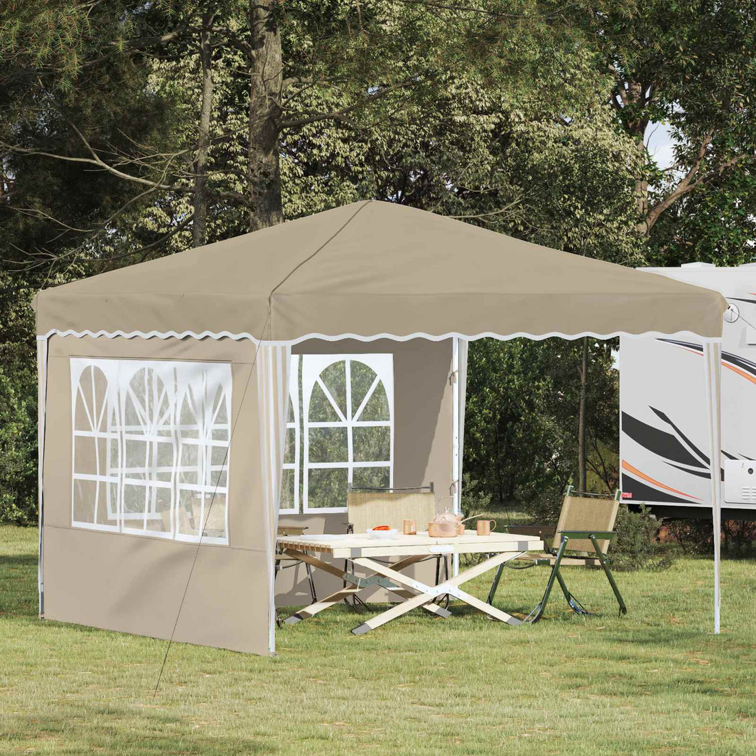 vidaXL Carpa Plegable para Fiestas 288 x 288 x 245 cm Crema