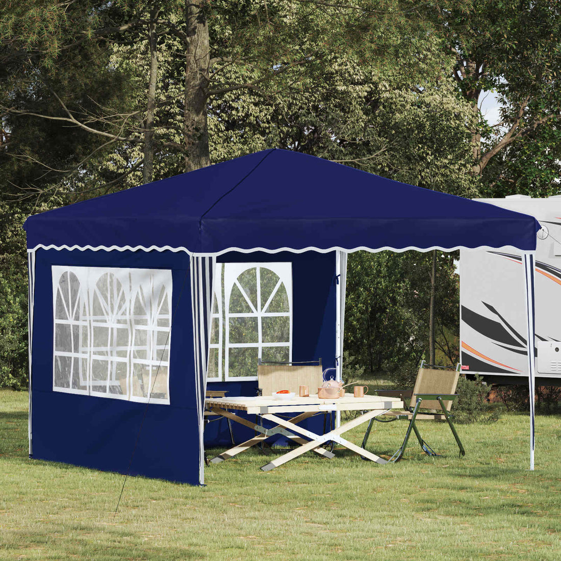 vidaXL Carpa Plegable para Fiestas 288 x 288 x 245 cm Azul Tela Oxford