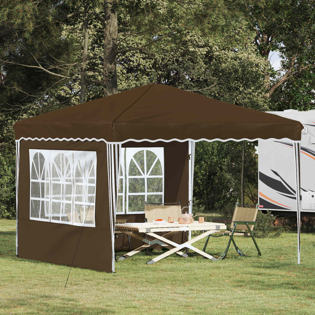 vidaXL Carpa Plegable para Fiestas 288 x 288 x 245 cm Gris topo