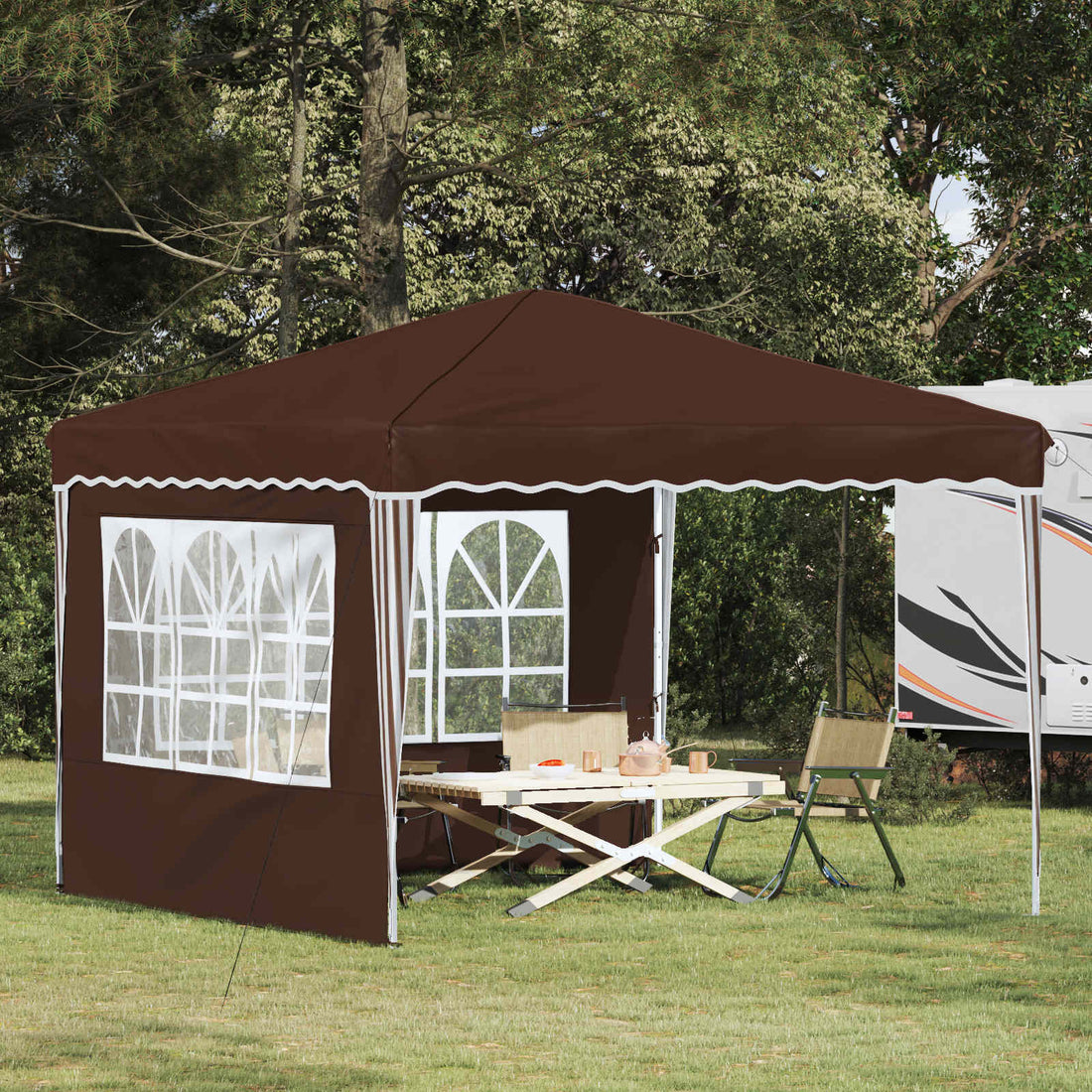vidaXL Carpa Plegable para Fiestas 288 x 288 x 245 cm Marrón