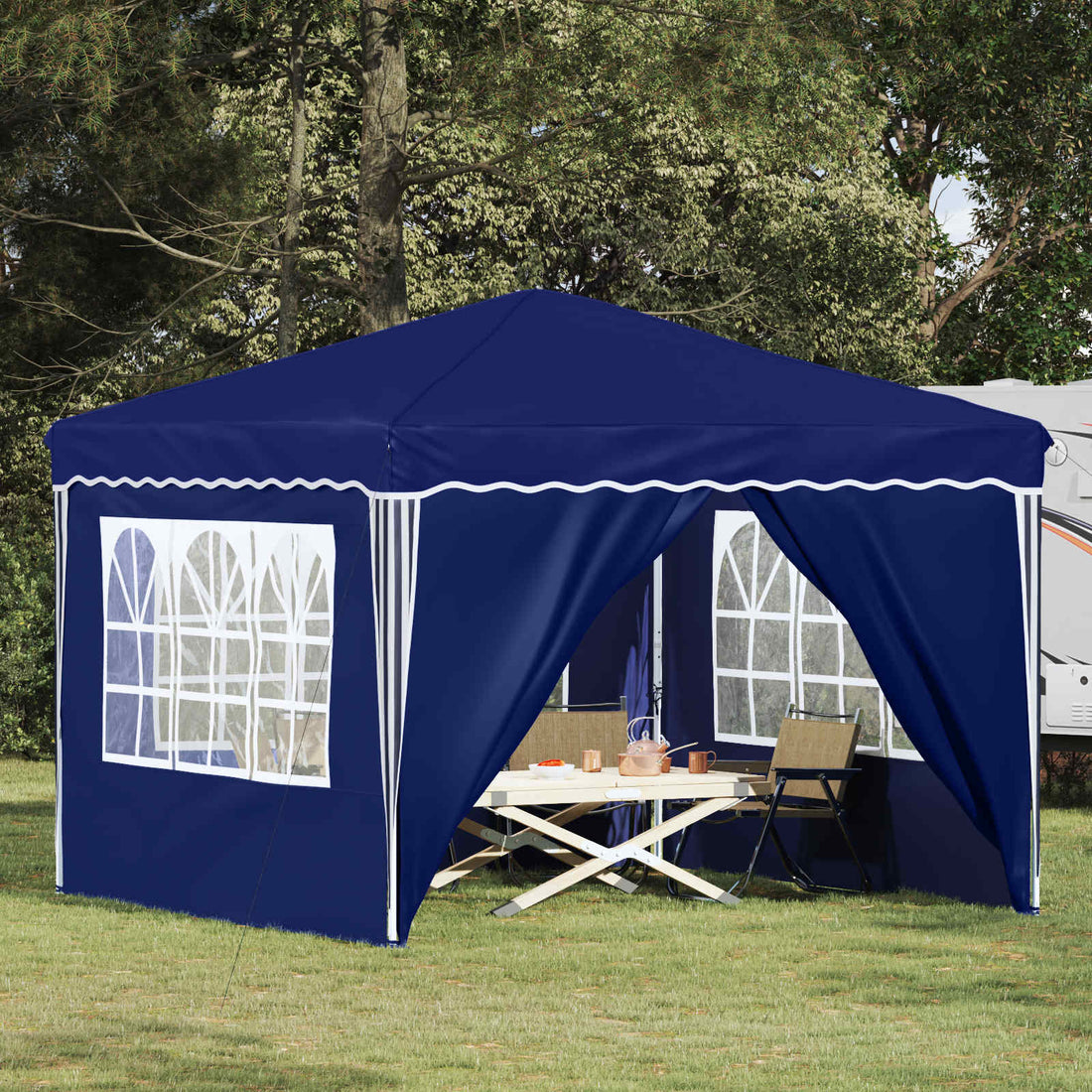 vidaXL Carpa Plegable para Fiestas 288 x 288 x 245 cm Azul Tela Oxford
