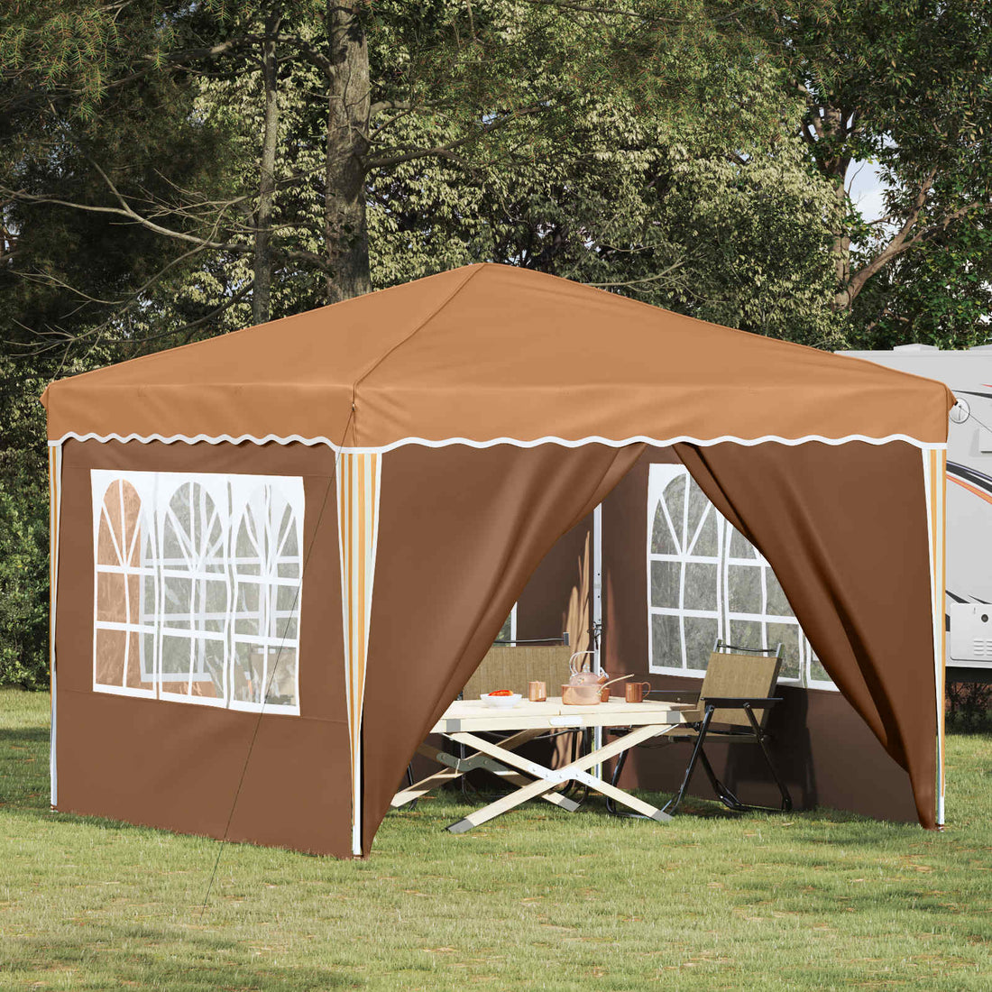 vidaXL Carpa Plegable para Fiestas 288 x 288 x 245 cm Beige
