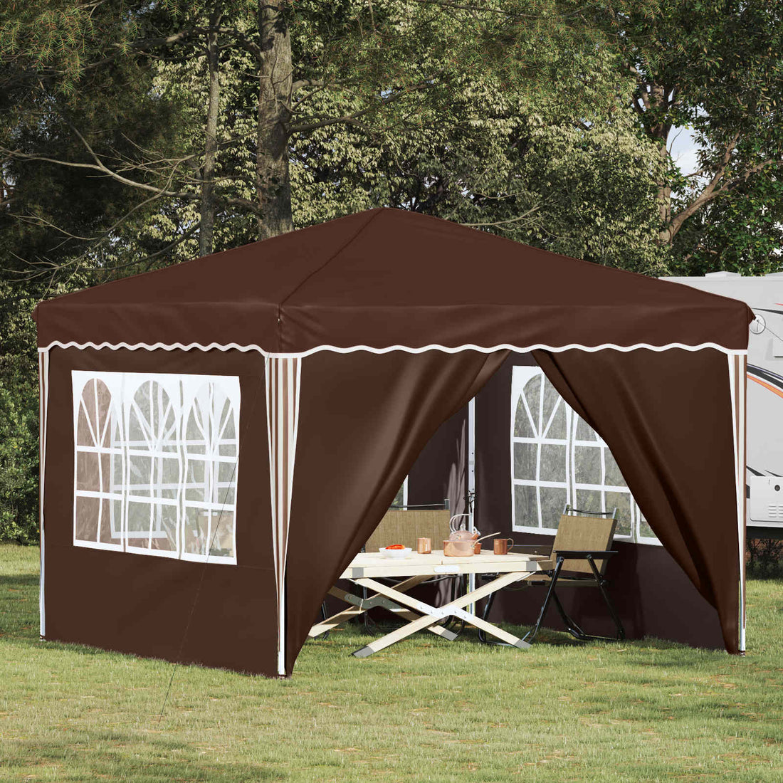 vidaXL Carpa Plegable para Fiestas 288 x 288 x 245 cm Marrón