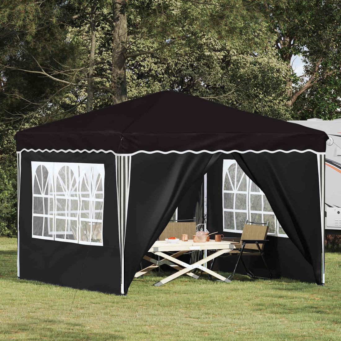 vidaXL Carpa Plegable para Fiestas 288 x 288 x 245 cm Negro