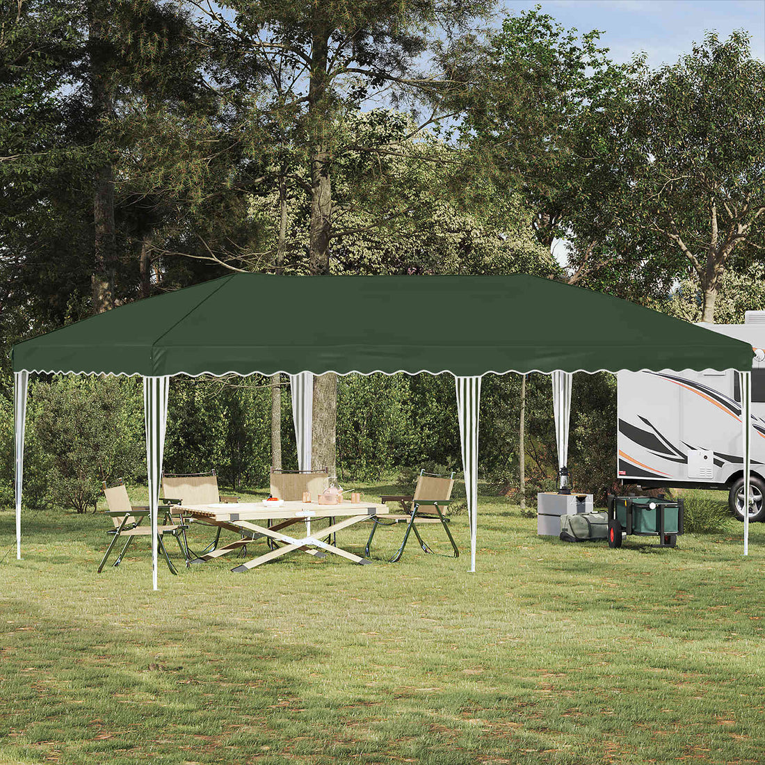 vidaXL Carpa Plegable para Fiestas 575 x 290 x 245 cm Verde