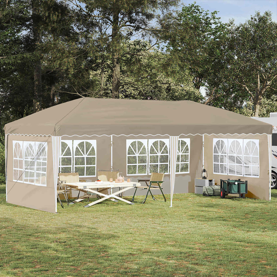 vidaXL Carpa Plegable para Fiestas 575 x 289 x 245 cm Crema