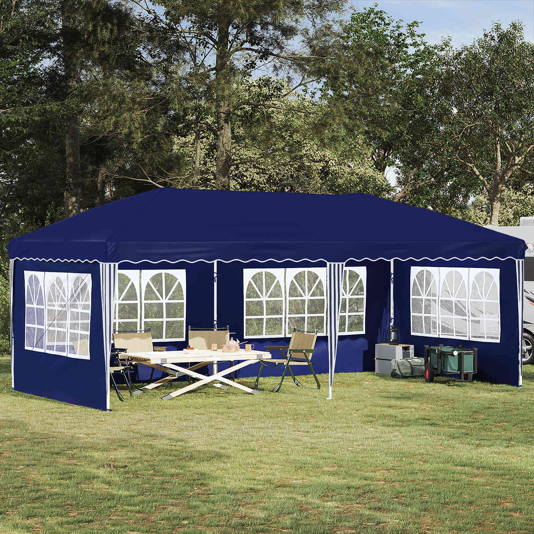 vidaXL Carpa Plegable para Fiestas 575 x 289 x 245 cm Azul