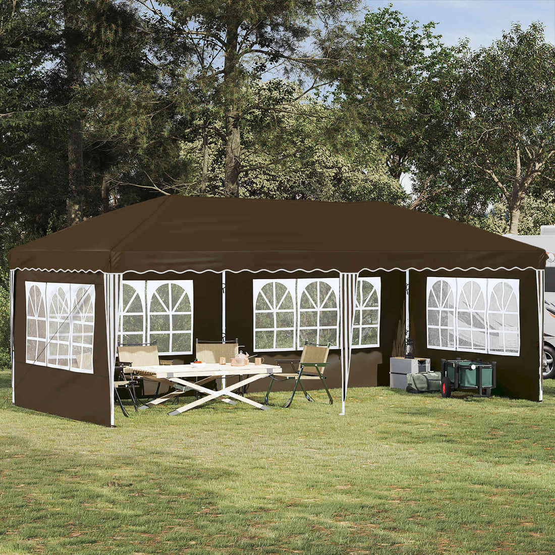 vidaXL Carpa Plegable para Fiestas 575 x 289 x 245 cm Gris topo