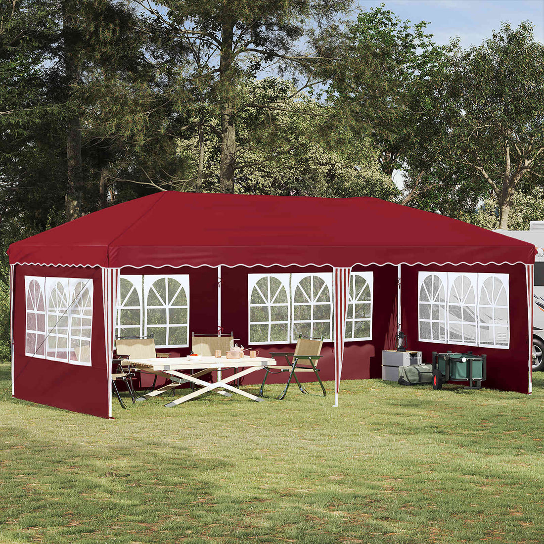 vidaXL Carpa Plegable para Fiestas 575 x 289 x 245 cm Burdeos