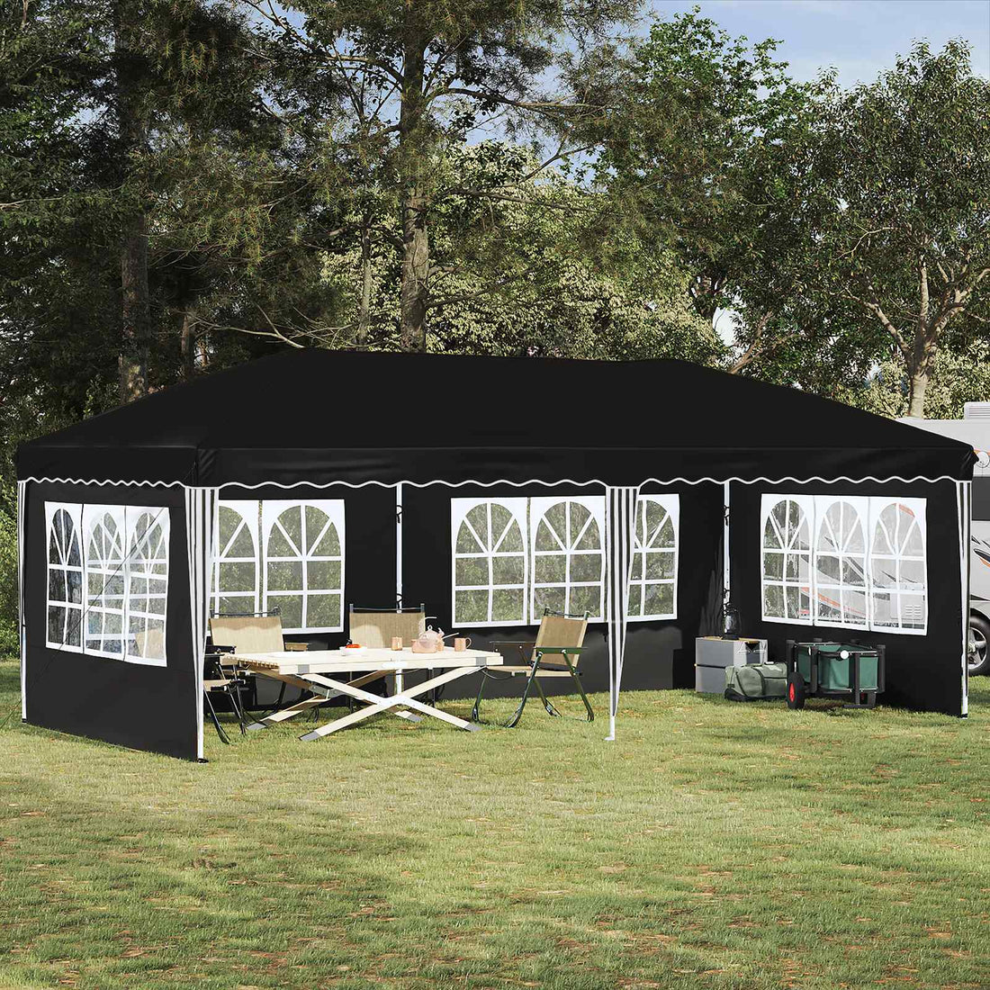 vidaXL Carpa Plegable para Fiestas 575 x 289 x 245 cm Negro