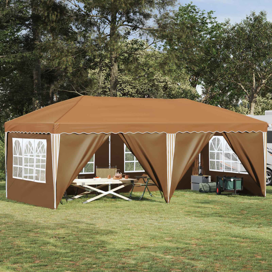 vidaXL Carpa Plegable para Fiestas 575 x 288 x 245 cm Beige