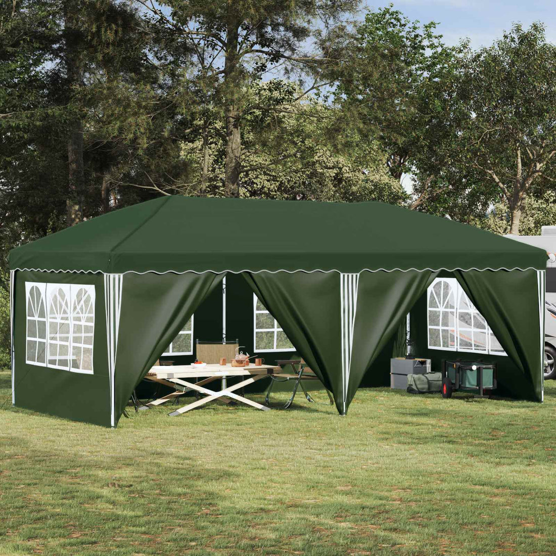 vidaXL Carpa Plegable para Fiestas 575 x 288 x 245 cm Verde