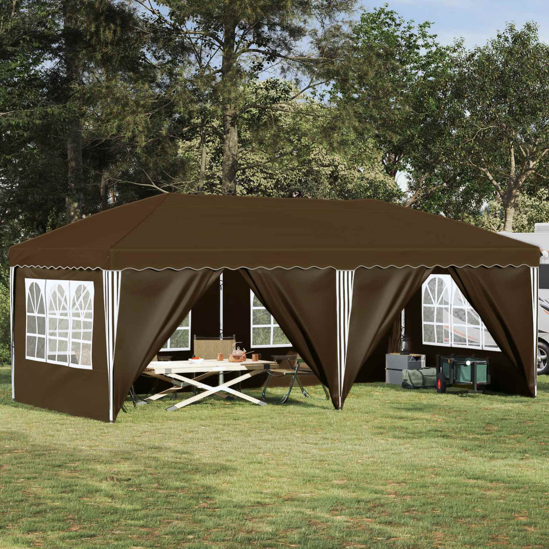 vidaXL Carpa Plegable para Fiestas 575 x 288 x 245 cm Gris topo