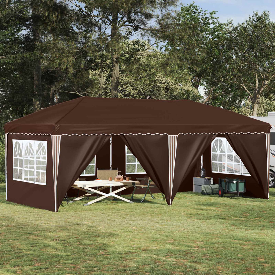 vidaXL Carpa Plegable para Fiestas 575 x 288 x 245 cm Marrón