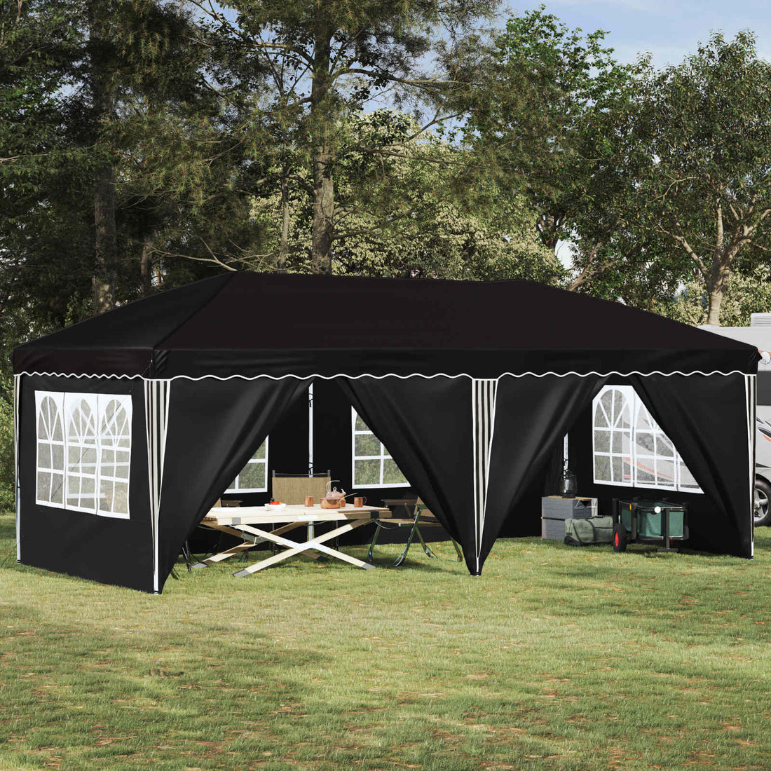 vidaXL Carpa Plegable para Fiestas 575 x 288 x 245 cm Negro