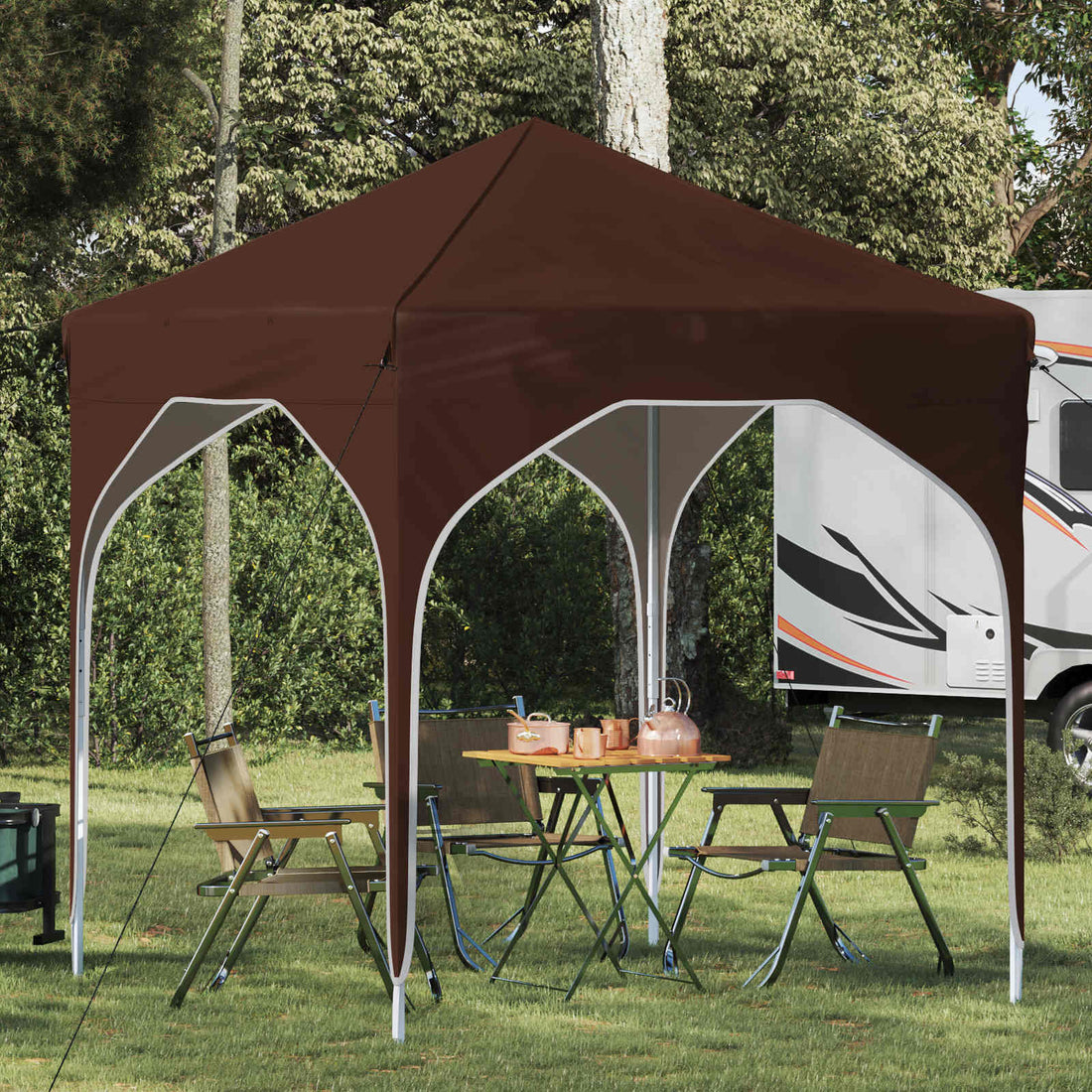 vidaXL Carpa Plegable para Fiestas 194 x 194 x 245 cm Marrón