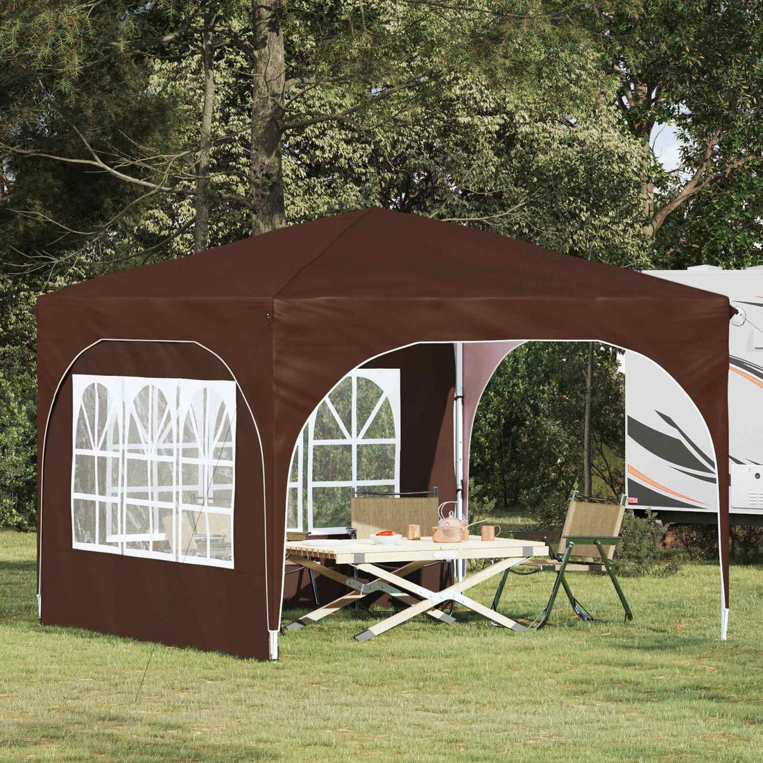 vidaXL Carpa Plegable para Fiestas 290 x 290 x 245 cm Marrón