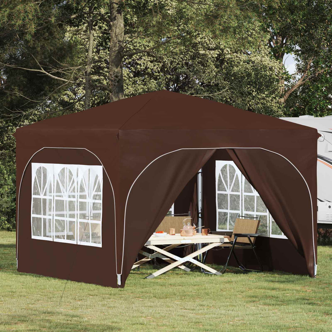 vidaXL Carpa Plegable para Fiestas 290 x 290 x 245 cm Marrón
