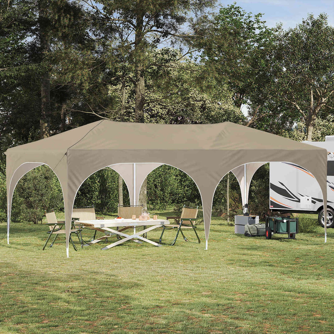 vidaXL Carpa Plegable para Fiestas 575 x 288 x 245 cm Crema