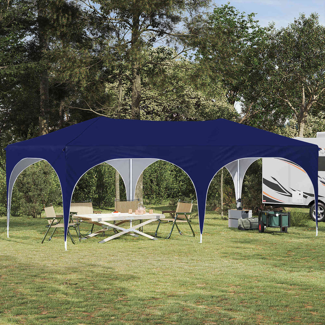 vidaXL Carpa Plegable para Fiestas 575 x 288 x 245 cm Azul Tela Oxford