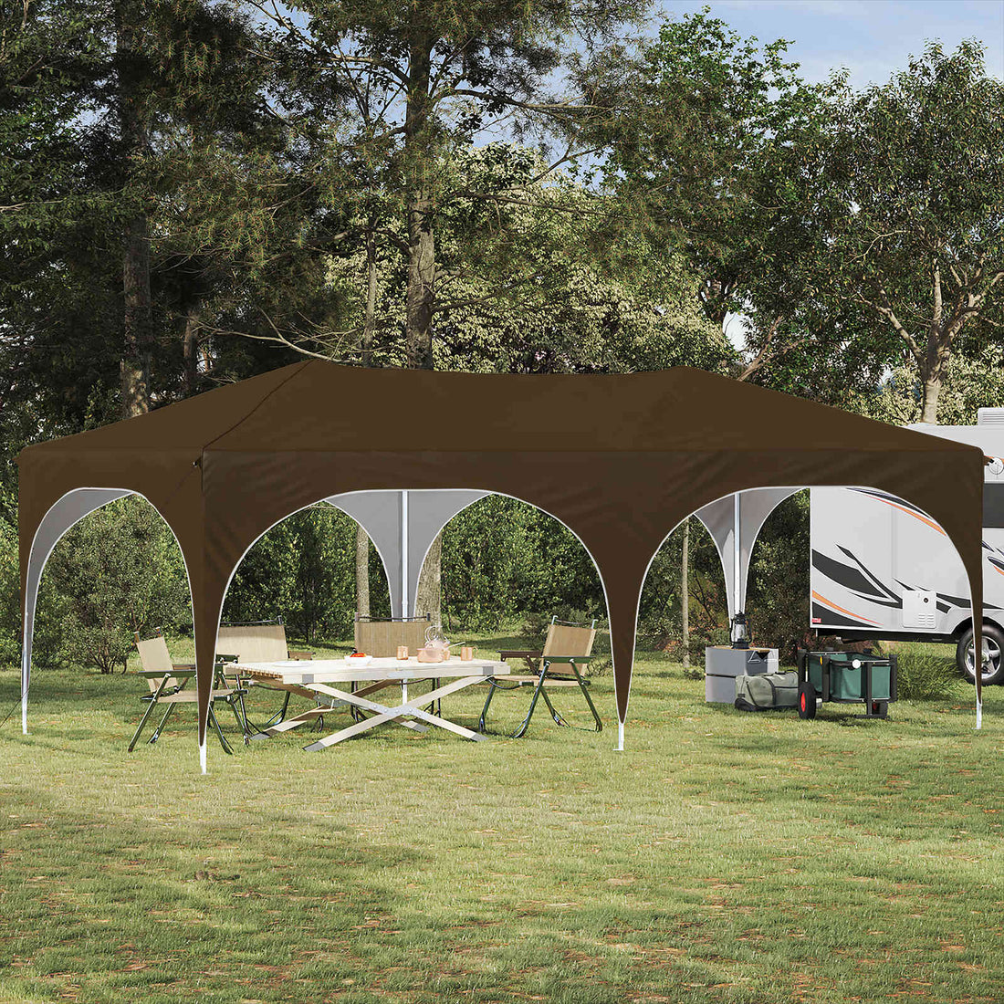 vidaXL Carpa Plegable para Fiestas 575 x 288 x 245 cm Gris topo