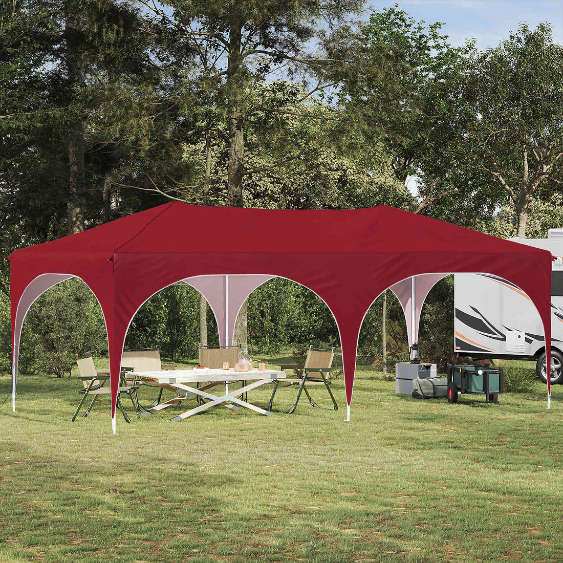vidaXL Carpa Plegable para Fiestas 575 x 288 x 245 cm Burdeos