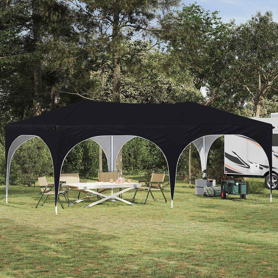 vidaXL Carpa Plegable para Fiestas 575 x 288 x 245 cm Negro