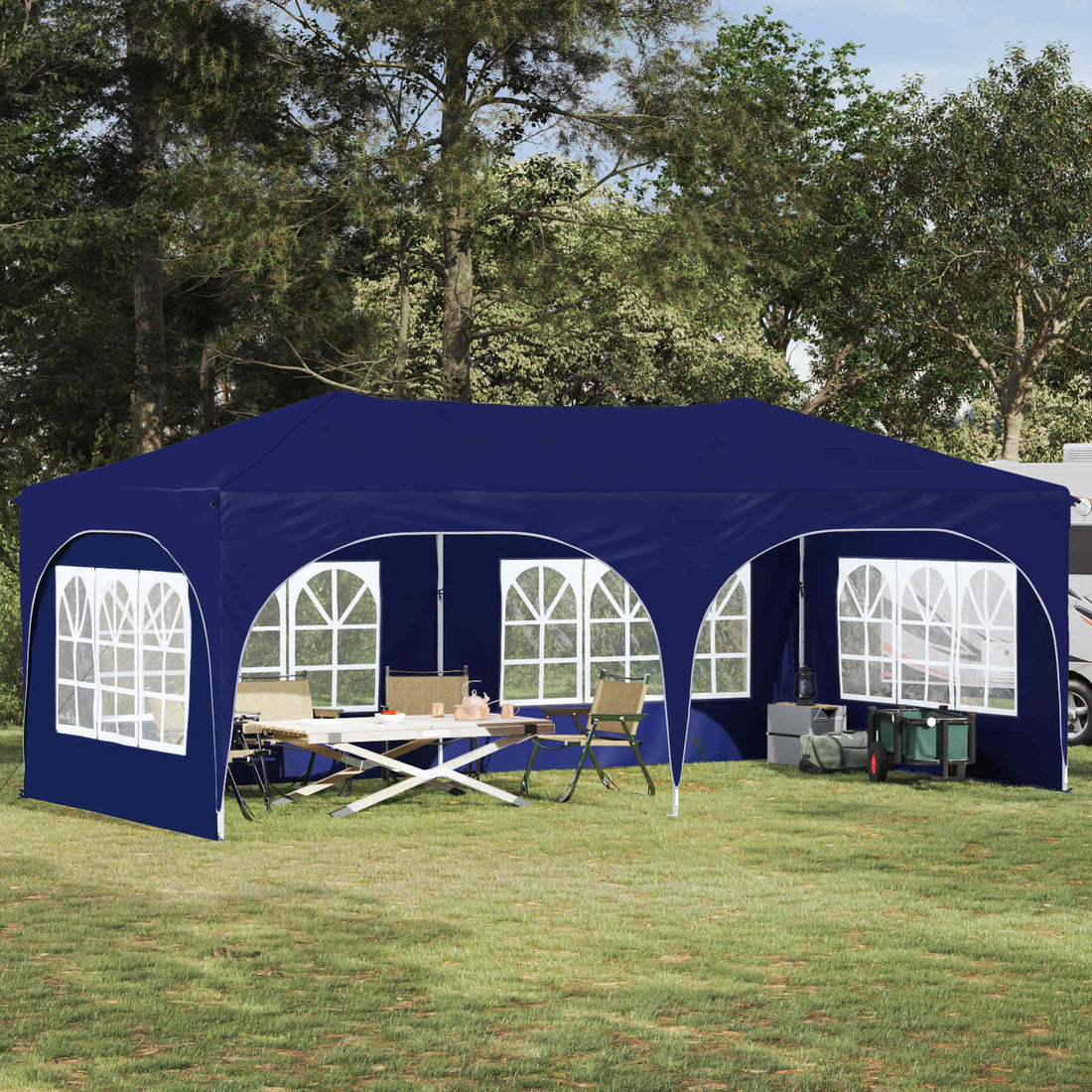 vidaXL Carpa Plegable para Fiestas 575 x 288 x 245 cm Azul Tela Oxford