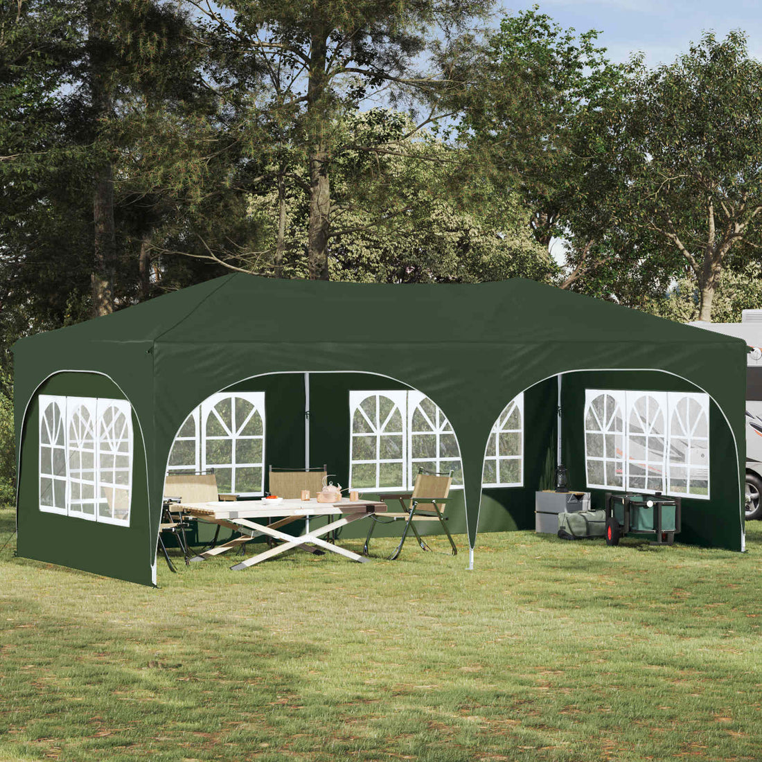 vidaXL Carpa Plegable para Fiestas 575 x 288 x 245 cm Verde