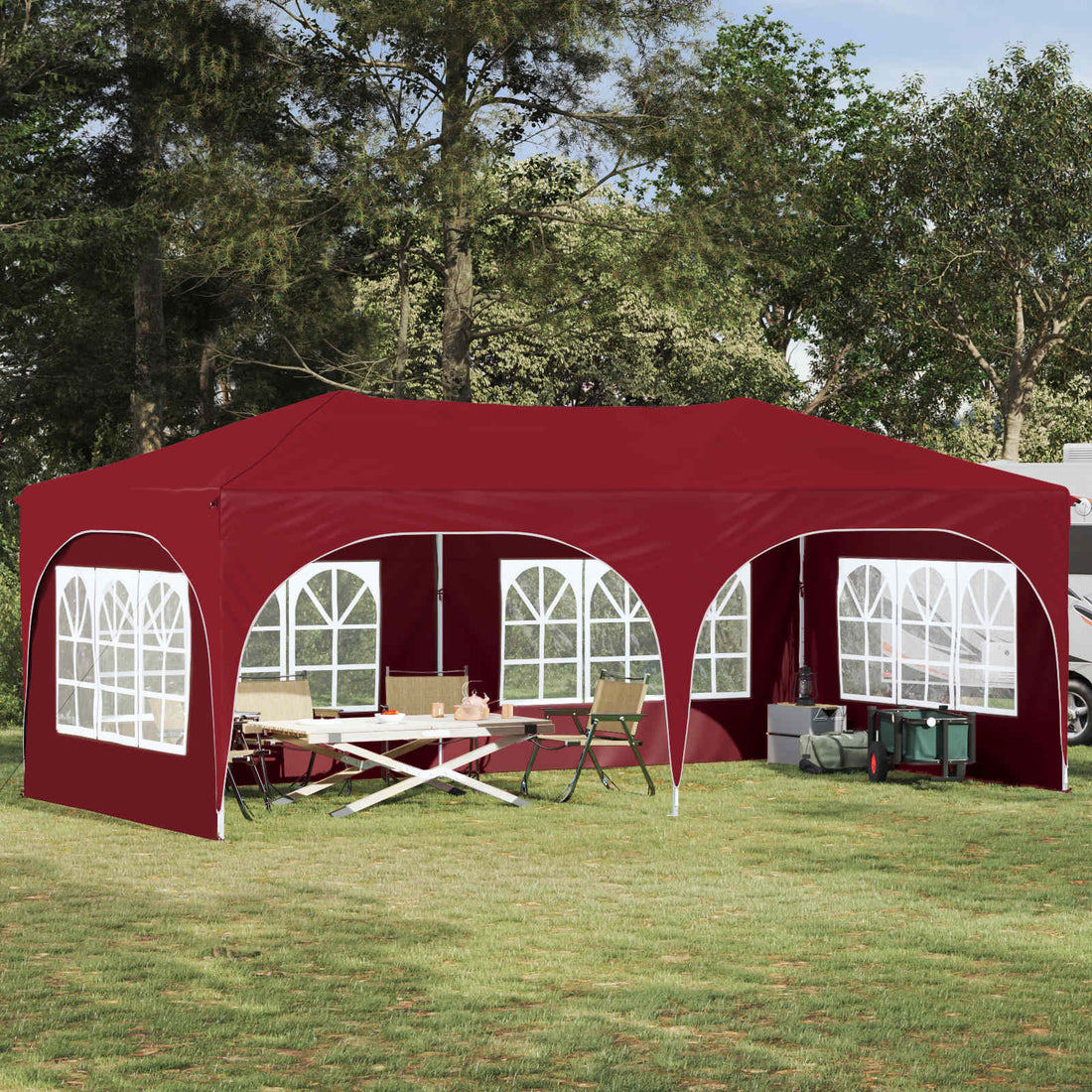 vidaXL Carpa Plegable para Fiestas 575 x 288 x 245 cm Burdeos