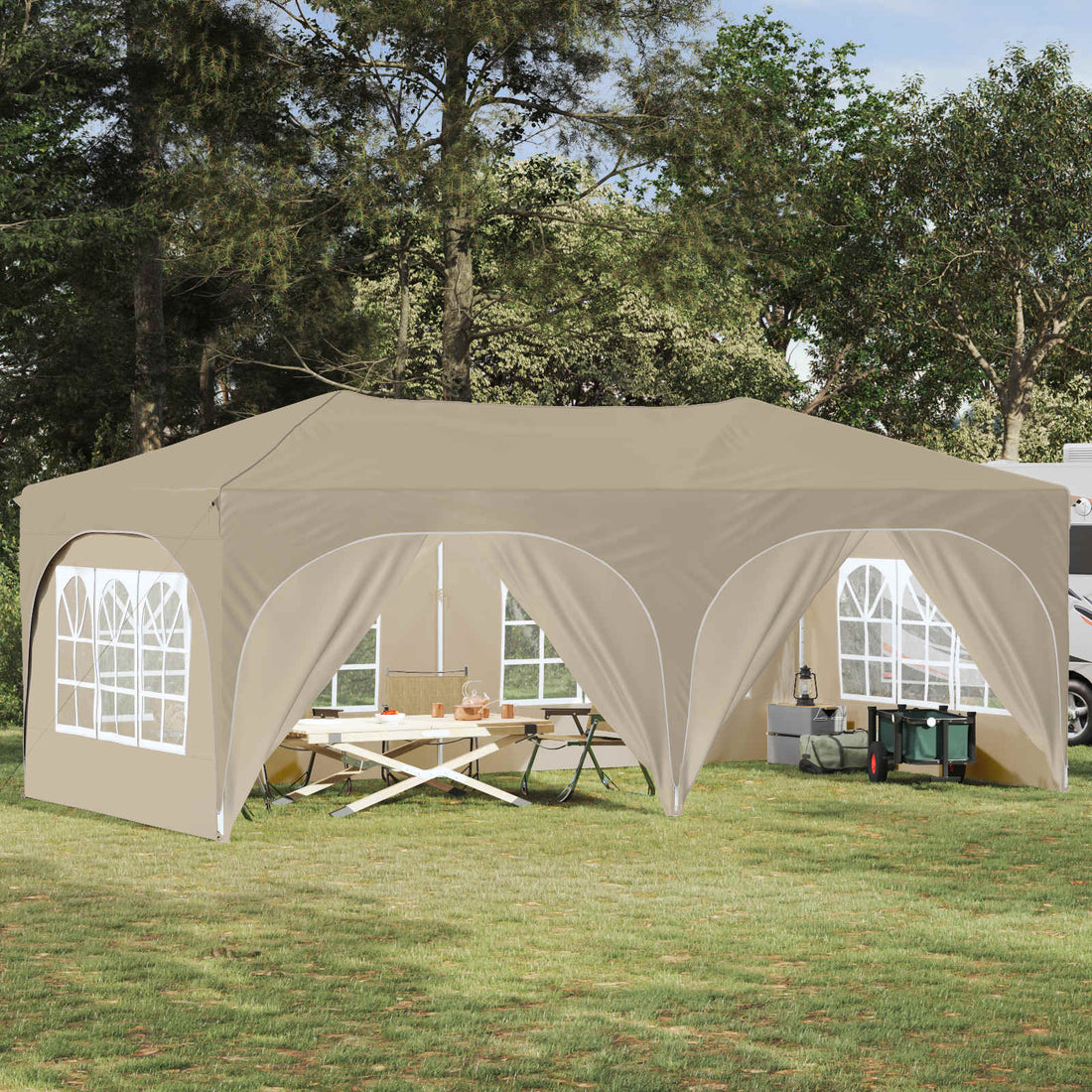vidaXL Carpa Plegable para Fiestas 575 x 288 x 245 cm Crema