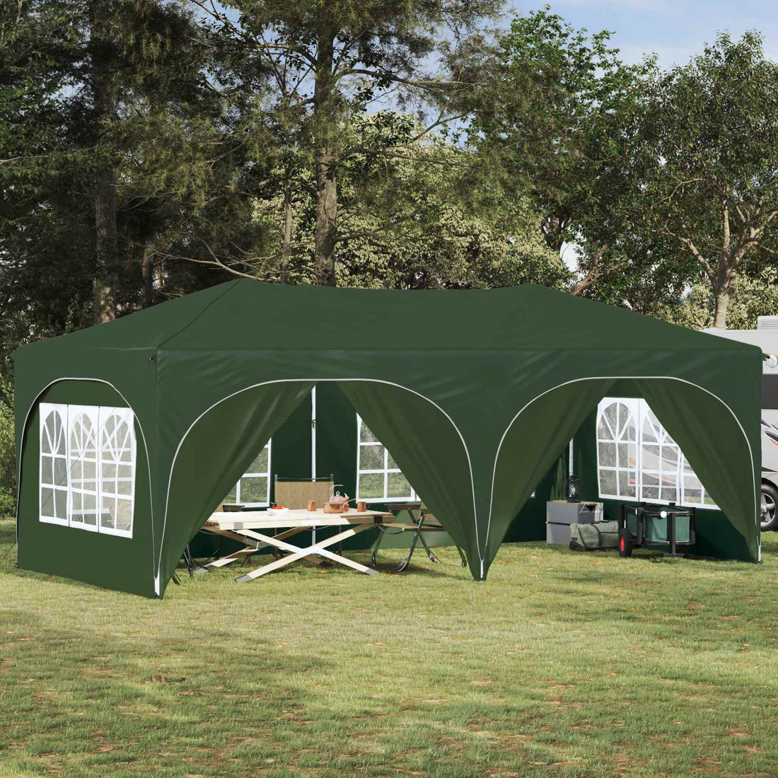 vidaXL Carpa Plegable para Fiestas 575 x 288 x 245 cm Verde