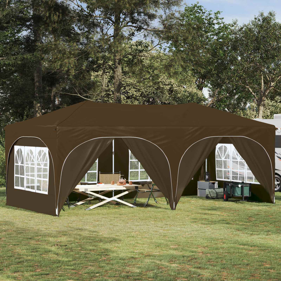 vidaXL Carpa Plegable para Fiestas 575 x 288 x 245 cm Gris topo