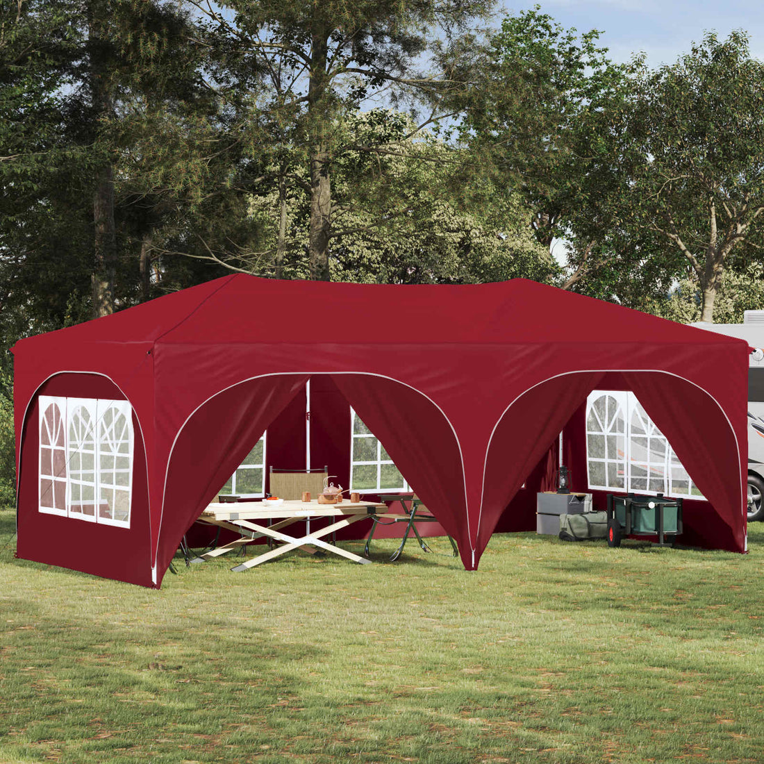 vidaXL Carpa Plegable para Fiestas 575 x 288 x 245 cm Burdeos