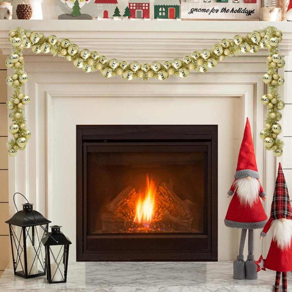 vidaXL Guirnalda de Bolas de Navidad LED Dorado 186 cm Poliestireno