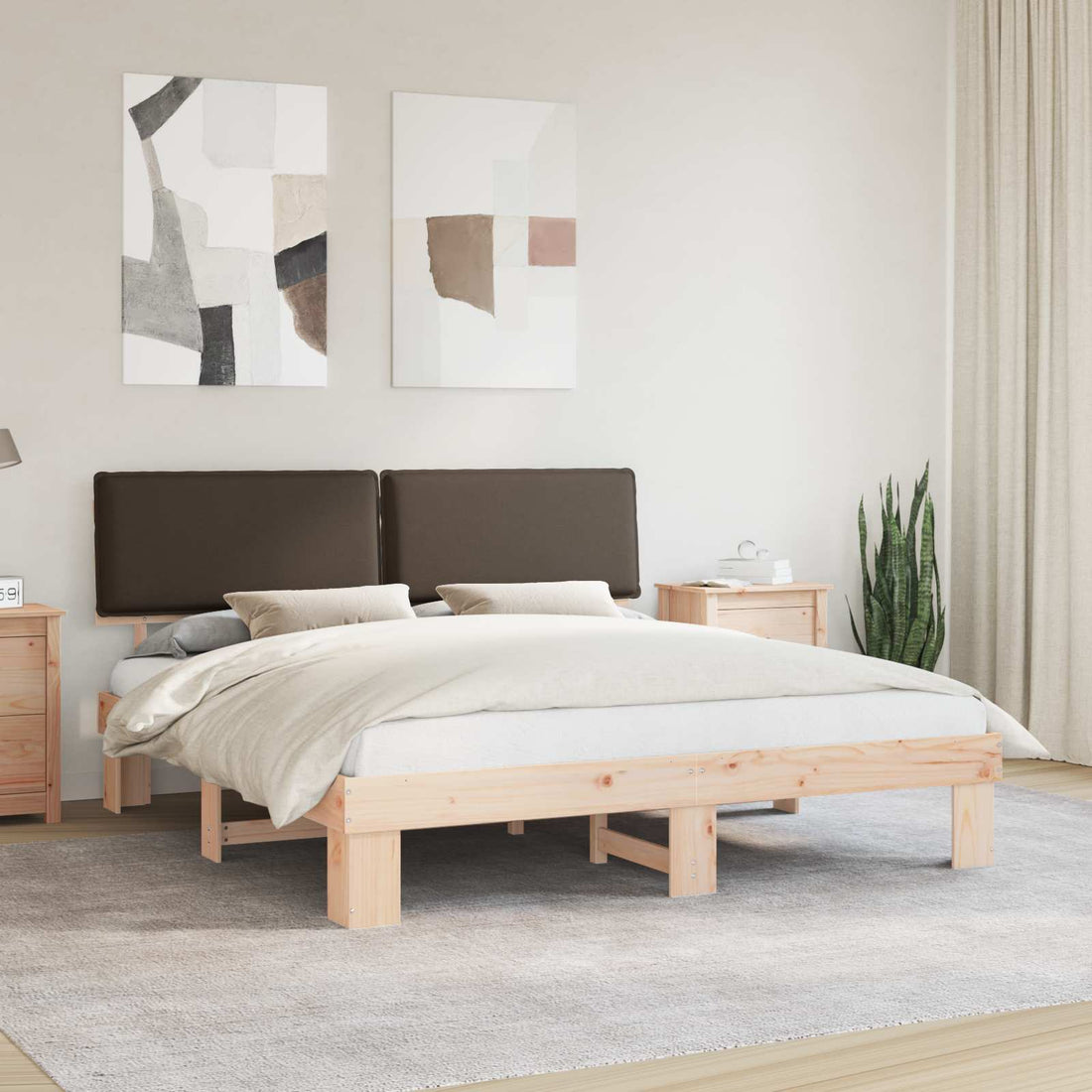 vidaXL Estructura de Cama con Cabecera Tapizada Taupé 180 x 200 cm