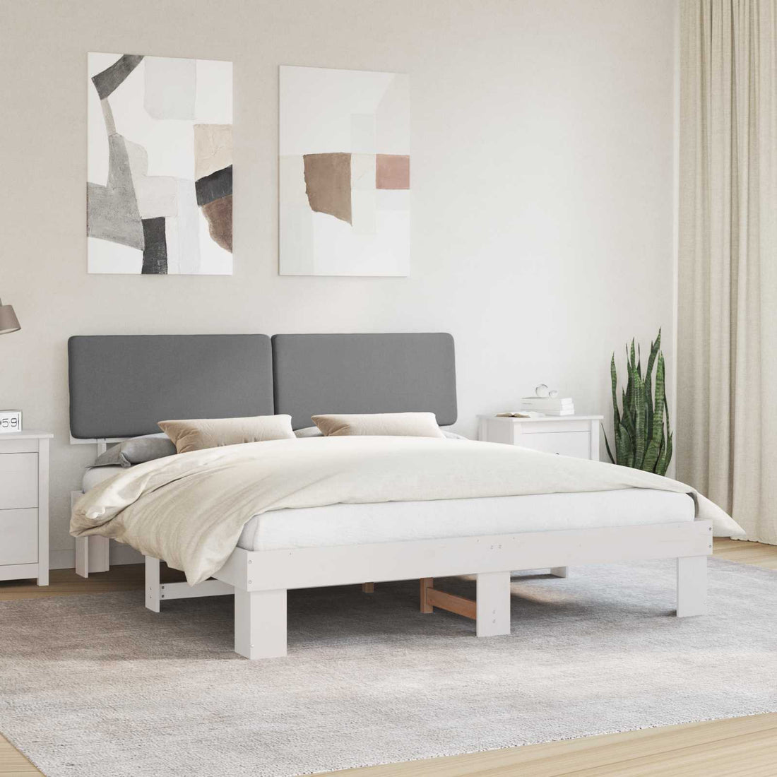 vidaXL Estructura de Cama con Cabecera Tapizada Gris Claro