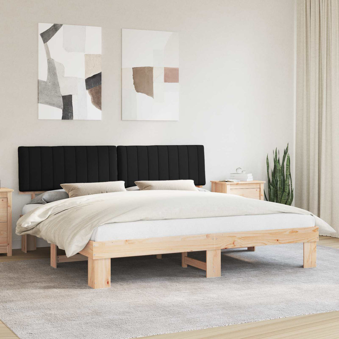 vidaXL Estructura de Cama con Cabecera Tapizada Negro 200 x 200 cm