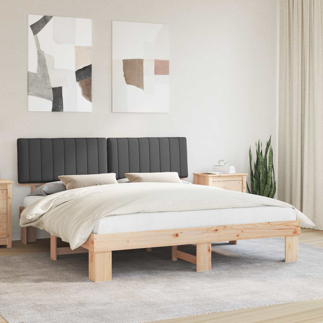 vidaXL Estructura de Cama con Cabecera Tapizada Gris oscuro