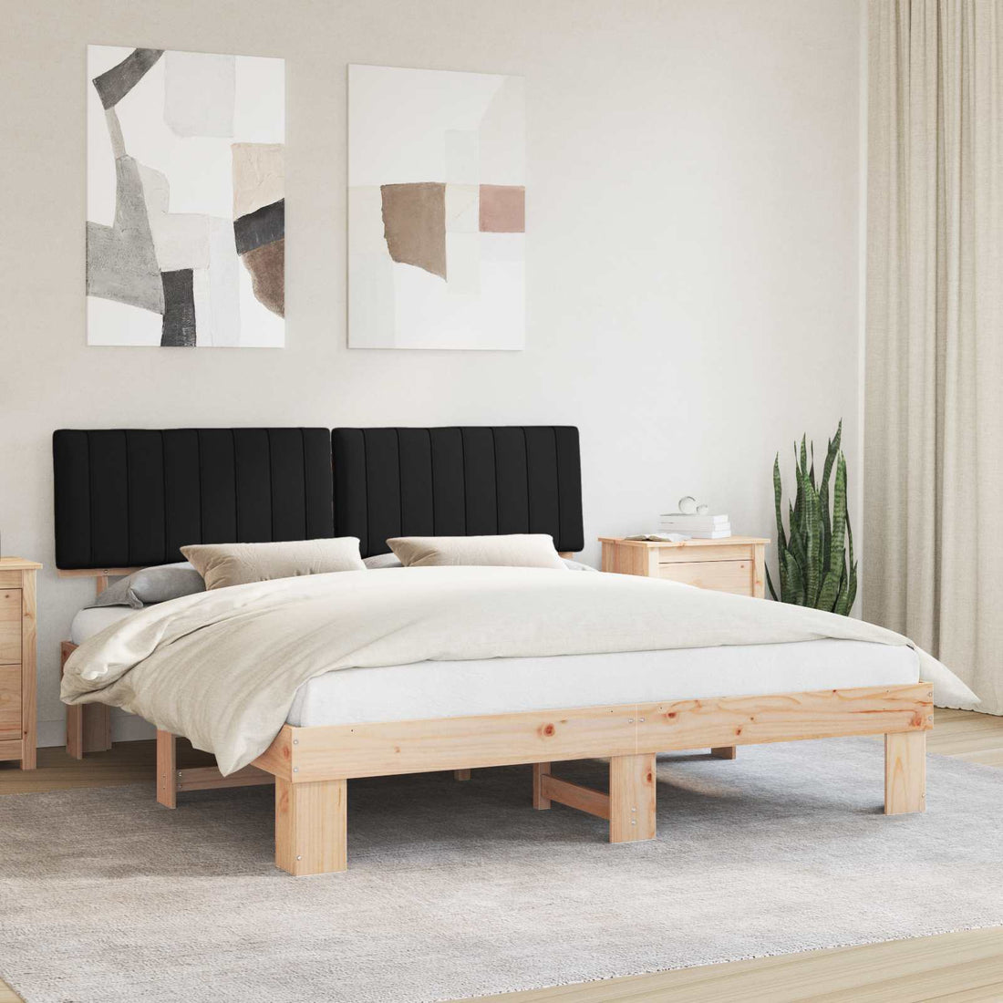 vidaXL Estructura de Cama con Cabecera Tapizada Negro 180 x 200 cm