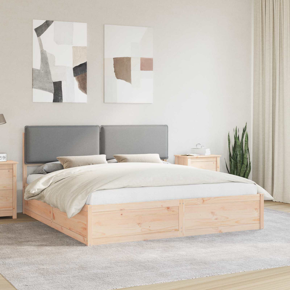 vidaXL Estructura de Cama con Cabecera Tapizada Gris Claro