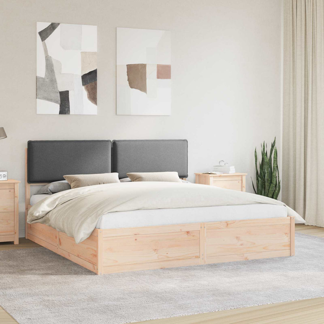 vidaXL Estructura de Cama con Cabecera Tapizada Gris oscuro