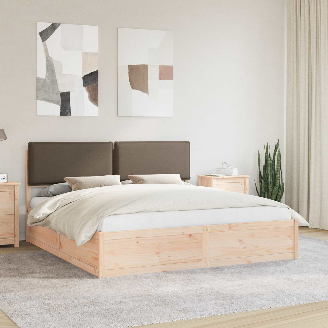 vidaXL Estructura de Cama con Cabecera Tapizada Taupé 200 x 200 cm