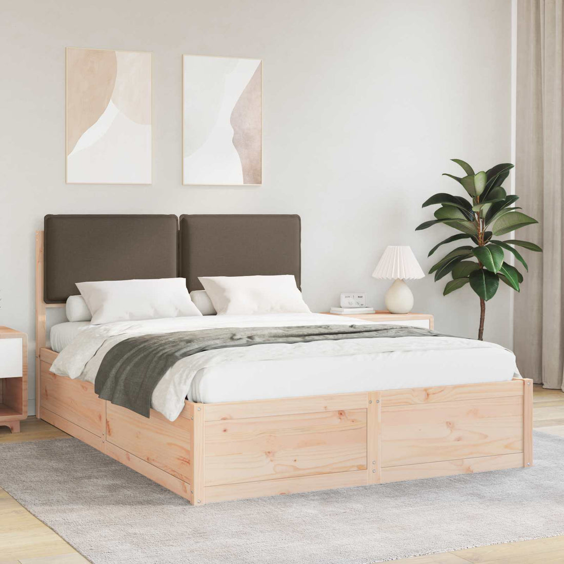 vidaXL Estructura de Cama con Cabecera Tapizada Taupé 160 x 200 cm