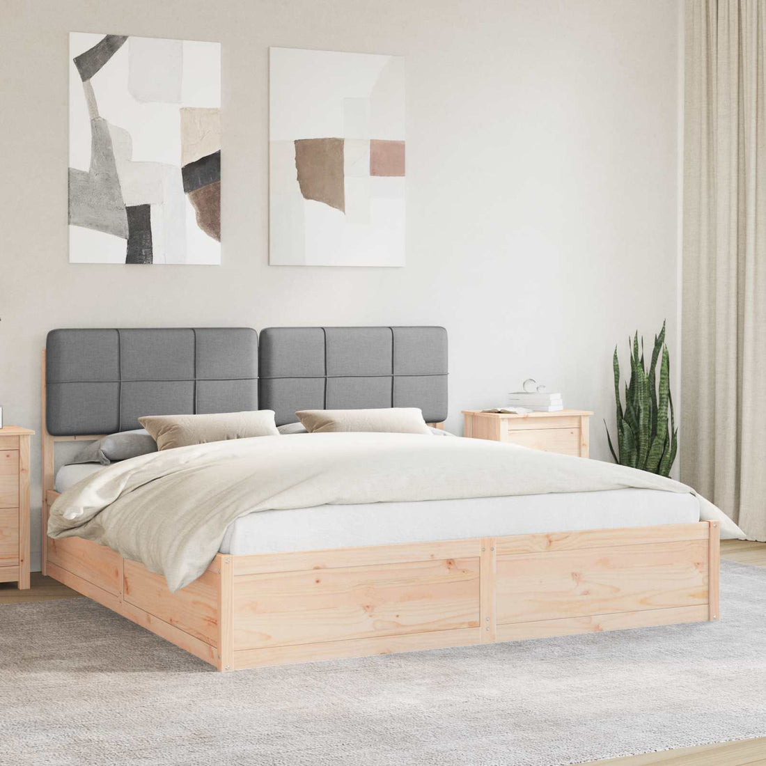vidaXL Estructura de Cama con Cabecera Tapizada Gris Claro